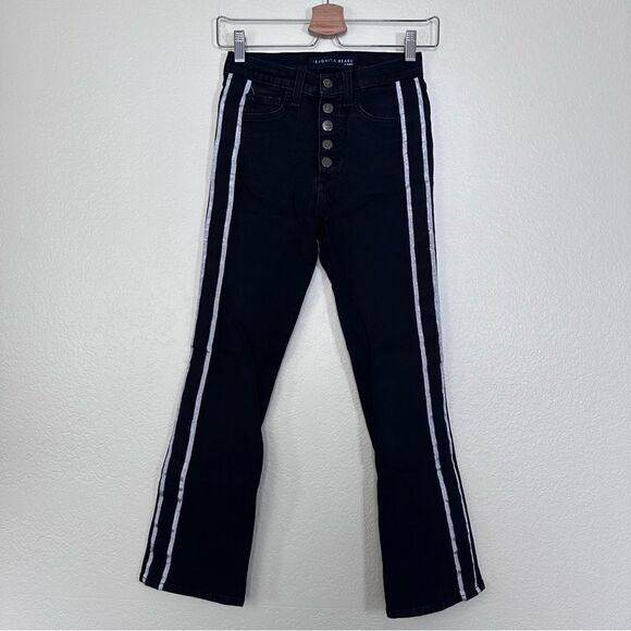 Veronica Beard Carolyn 10” Baby Boot Cropped Jeans Tux Stripes Size 24 in Raven - Picture 3 of 10